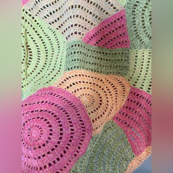 Talbots Crochet Sweater Spring Doily Patchwork Sherbet Multicolor Artsy Sz S - Picture 10 of 10